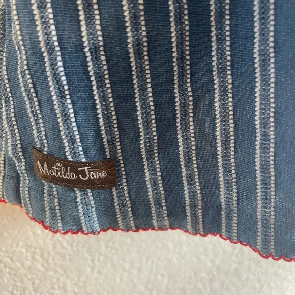 Matilda Jane Enchanted Garden Blue Roxie Striped Smocked Tank | Size Large - Picture 6 of 8